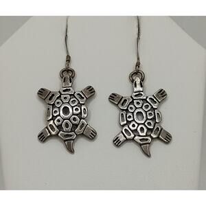 VTG Southwestern GS Signed Turtle Earrings in Sterling Silver